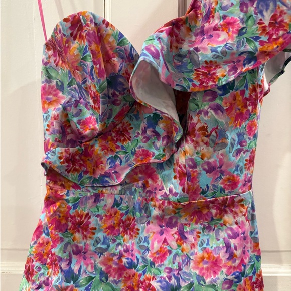 Amanda Uprichard Floral One Shoulder Mini Dress - Picture 3 of 9